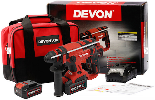 Devon Cordless Rotary Hammer 3Modes, 20V4.0Ah, 5401-Li-20RH